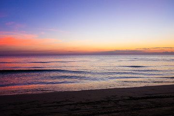 Sunset at sea at Chaolao Tosang Beach Thailand.