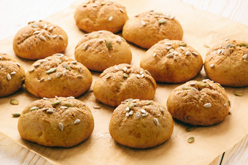 Sweet pumpkin buns with cinnamon and ginger.