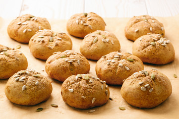 Sweet pumpkin buns with cinnamon and ginger.