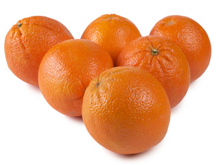 Fresh tangerine stacked on white background
