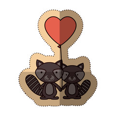 Raccoon cartoon in love icon. Animal cute adorable creature and friendly theme. Isolated design. Vector illustration