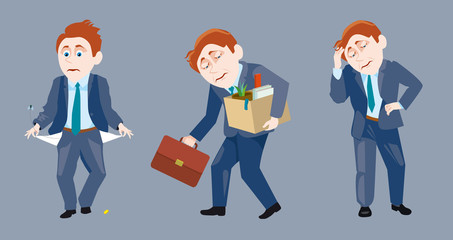 three of a businessman in  sad situation