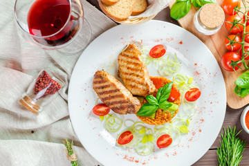 steaks  with  kuskus groats