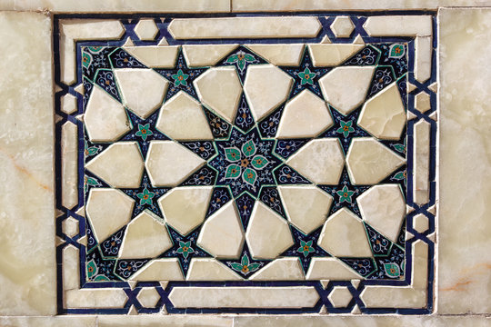 Marble mosaic. Samarkand, Uzbekistan