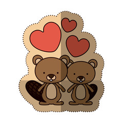 Beaver cartoon in love icon. Animal cute adorable creature and friendly theme. Isolated design. Vector illustration