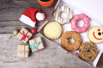 Donuts with christmas decoration
