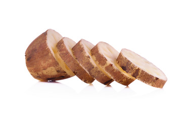 fresh lotus root isolated on white background