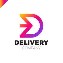 Letter D logo. Arrow letter D icon design template elements