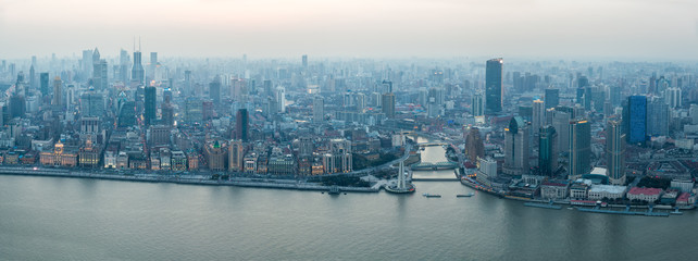 panoramic view of the bund in shanghai