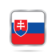 Fototapeta premium Flag of Slovakia. Shiny metallic square button.