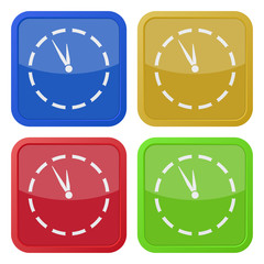 four square color icons, last minute clock