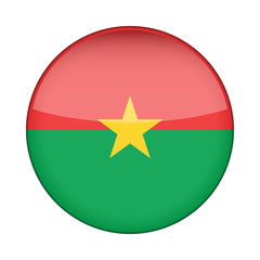 Flag of Burkina Faso. Shiny round button.
