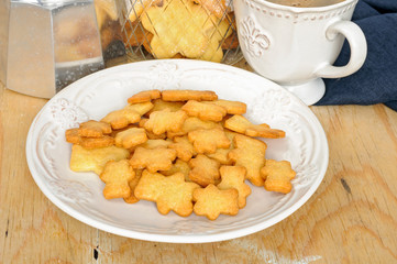 Homemade shortbread bear cookies and coffee