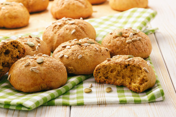 Sweet pumpkin buns with cinnamon and ginger.