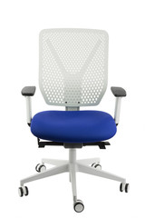 Fototapeta premium Modern office chair from red leather. Isolated