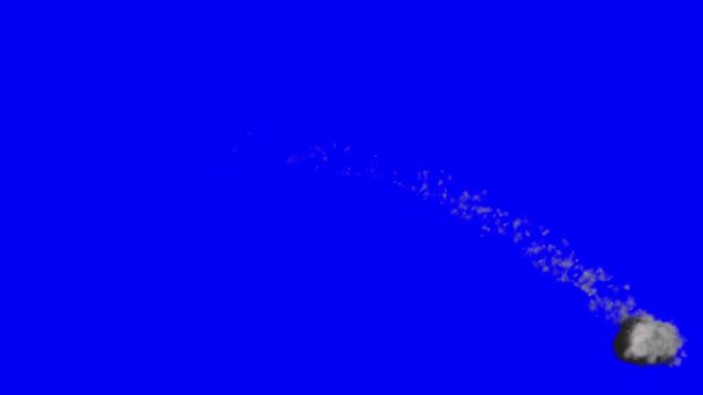Flying Fireball or Meteor in 3 Different angles on a Blue Screen