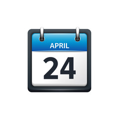 April 24. Calendar icon.Vector illustration,flat style.Month and date..Sunday,Monday,Tuesday,Wednesday,Thursday,Friday,Saturday.Week,weekend,red letter day. 2017,2018 year.Holidays.