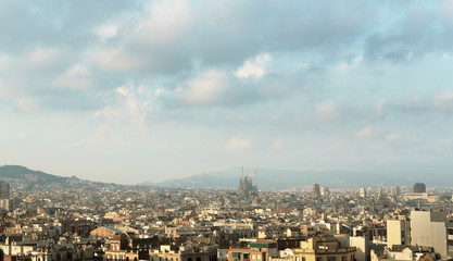 Fototapeta premium Barcelona in sunset time, Spain