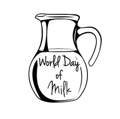 Glassess jug or milk. Vector illustration.