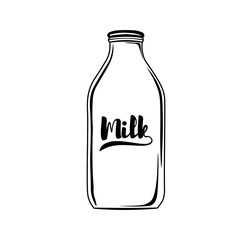 Bottle of milk isolated on white background.