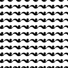 Wavy black seamless pattern