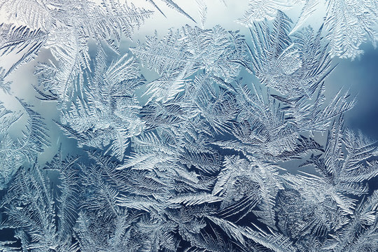 beautiful clear winter frosty patterns on glass