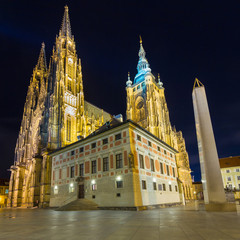 Fototapeta na wymiar The Saint Vitus Cathedral in Prague Castle at night, Czech Republic.