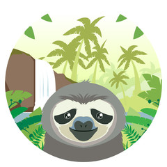 Sloth on the Jungle Background