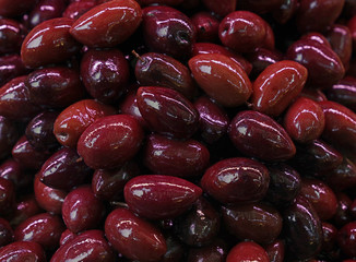 Greek Kalamata whole black glossy olives
