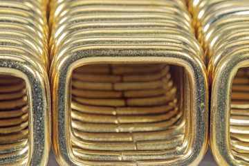 Golden loop / Closeup golden loop steel background.