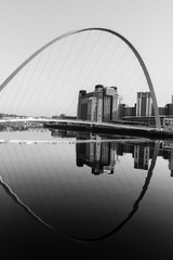 Gateshead Millennium Bridge and Baltic Centre in Black and White