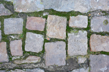 Background of sett. Cobblestone pavement