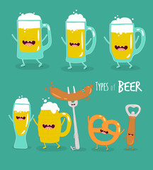 Funny types of beer. Vector illustrations.  - 128071782
