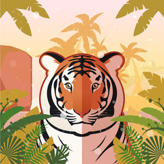 Tiger on the Jungle Background