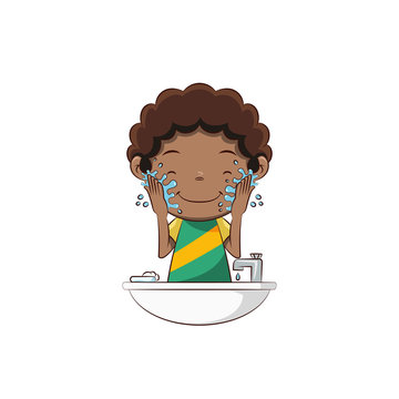 Boy washing face Stock Vector | Adobe Stock