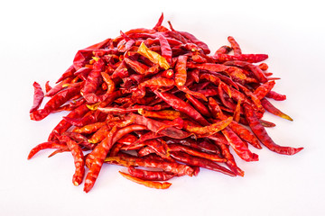 Chilli red dried pepper isolated on white background
