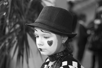 Girl in the form of mime actor