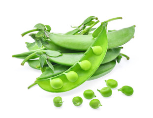 fresh green peas isolated on a white background