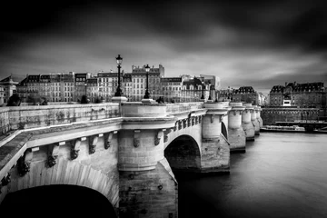 Papier Peint photo Lavable Noir et blanc Pont Neuf at Paris in B/W ...
