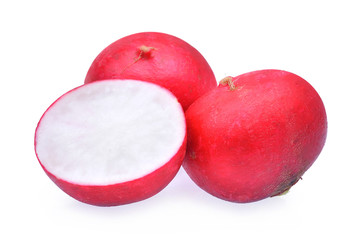 fresh small garden radish isolated on white background