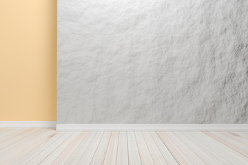 Empty interior light brown room with wooden floor, For display o