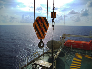 Small and big lifting hooks used on rig.
