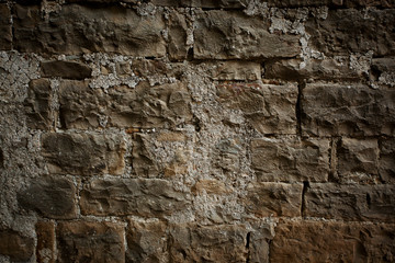 Ancient wall built of massive brick