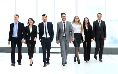 business team, businesspeople group walking