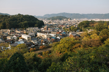 Fototapeta na wymiar Japan suburban in Autumn at Himeji city, Kansai.