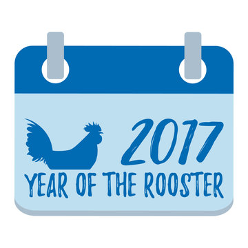 Calendar Isolated Flat Happy New Year. Rooster, symbol of 2017 on the Chinese calendar. New Year's design greeting cards, posters, flyers. Image of 2017 year of Red Rooster. Vector Illustration.