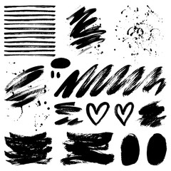 Vector ink and paint textures set.