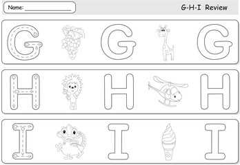 Cartoon grapes, giraffe, hedgehog, helicopter, ice cream and igu