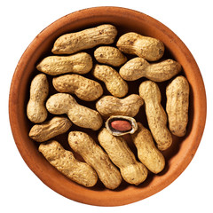 Peanuts in the shell on a saucer isolated on white.