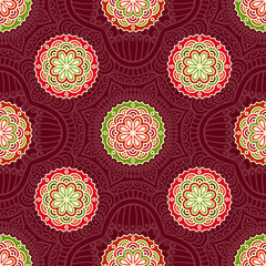 Ethnic floral seamless pattern